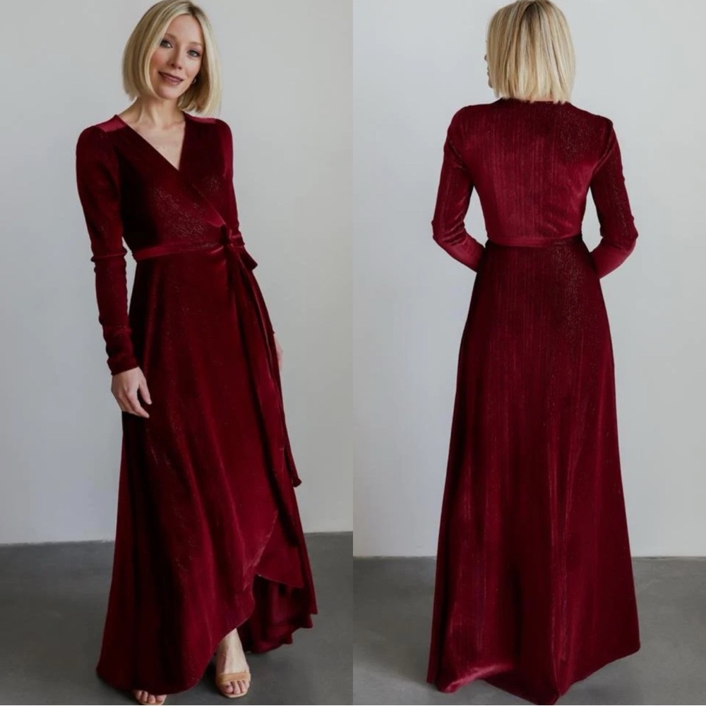 Blatic Born Elegant Burgundy Wrap Dress